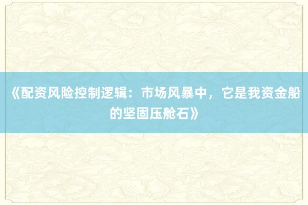 《配资风险控制逻辑：市场风暴中，它是我资金船的坚固压舱石》