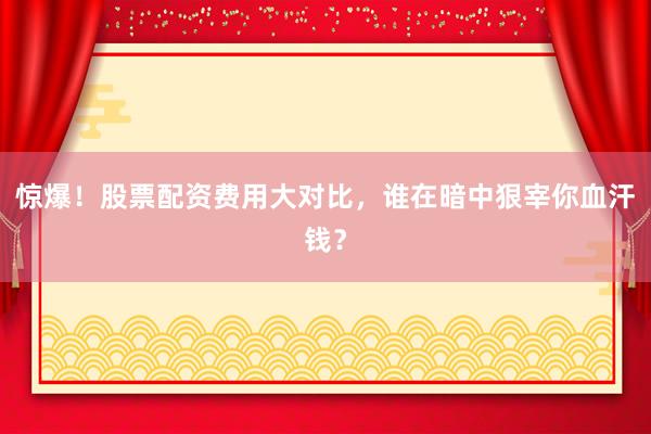 惊爆！股票配资费用大对比，谁在暗中狠宰你血汗钱？
