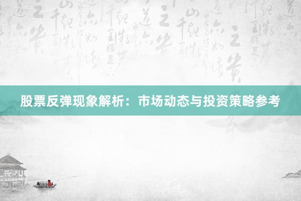 股票反弹现象解析：市场动态与投资策略参考