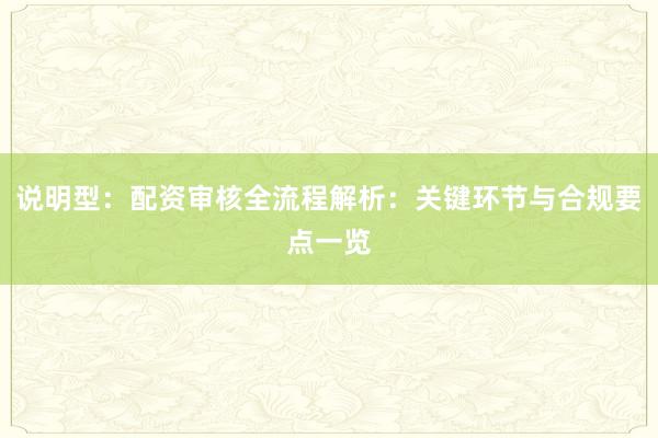 说明型：配资审核全流程解析：关键环节与合规要点一览
