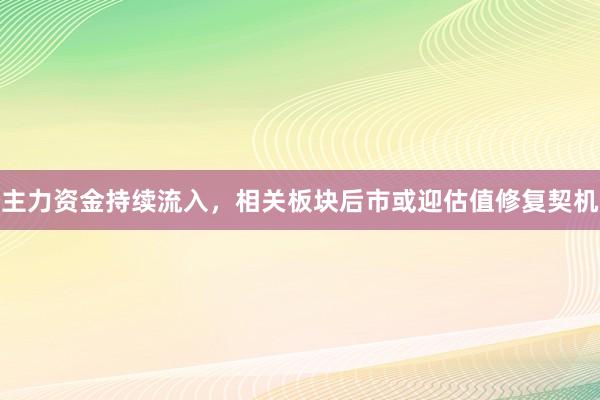 主力资金持续流入，相关板块后市或迎估值修复契机