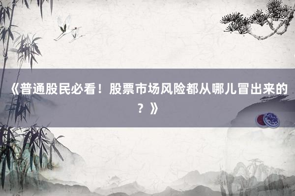 《普通股民必看！股票市场风险都从哪儿冒出来的？》
