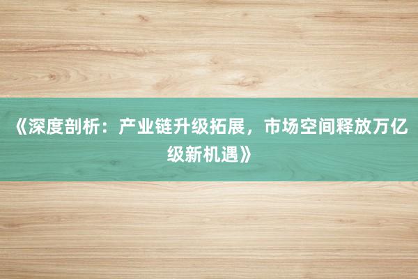 《深度剖析：产业链升级拓展，市场空间释放万亿级新机遇》