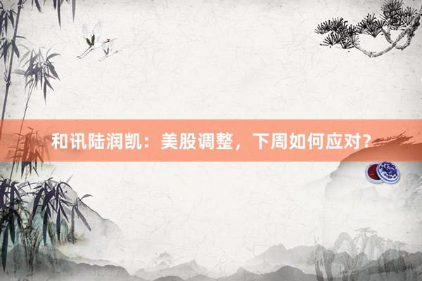和讯陆润凯：美股调整，下周如何应对？