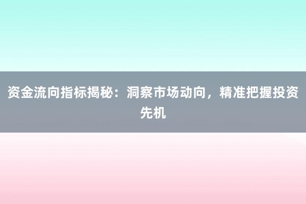 资金流向指标揭秘：洞察市场动向，精准把握投资先机