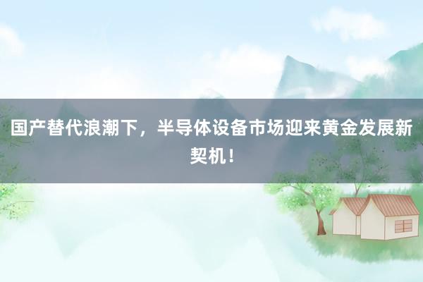 国产替代浪潮下，半导体设备市场迎来黄金发展新契机！