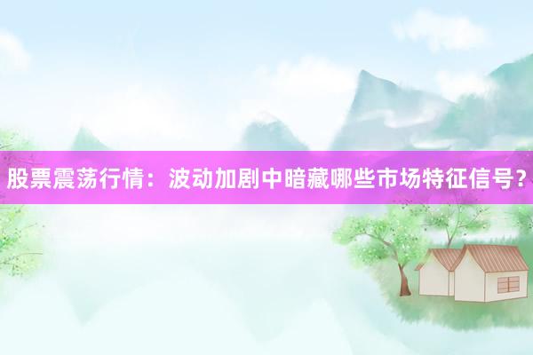 股票震荡行情：波动加剧中暗藏哪些市场特征信号？