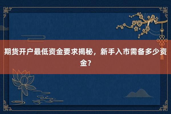 期货开户最低资金要求揭秘，新手入市需备多少资金？